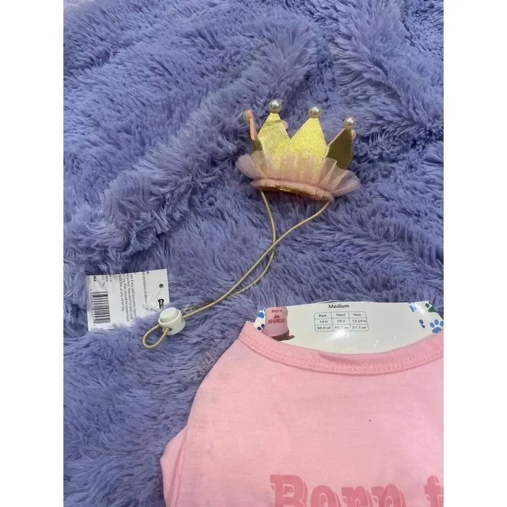 Medium Dog Birthday Shirt , Crown‎ and Chompagne Toy